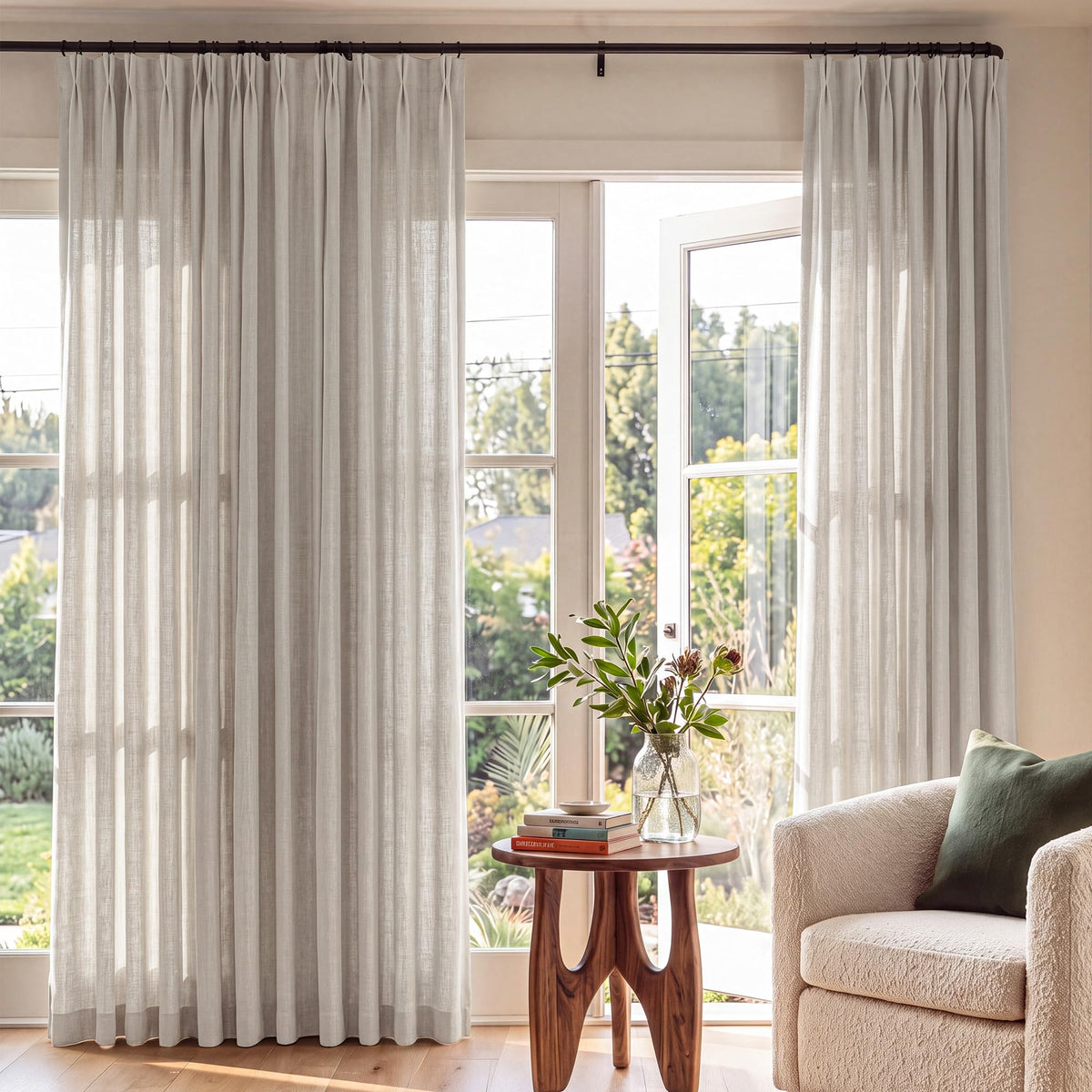 NICETOWN Ivory Pinch Pleated Curtains 108 Inches Long, 2 Panels, W40xL108