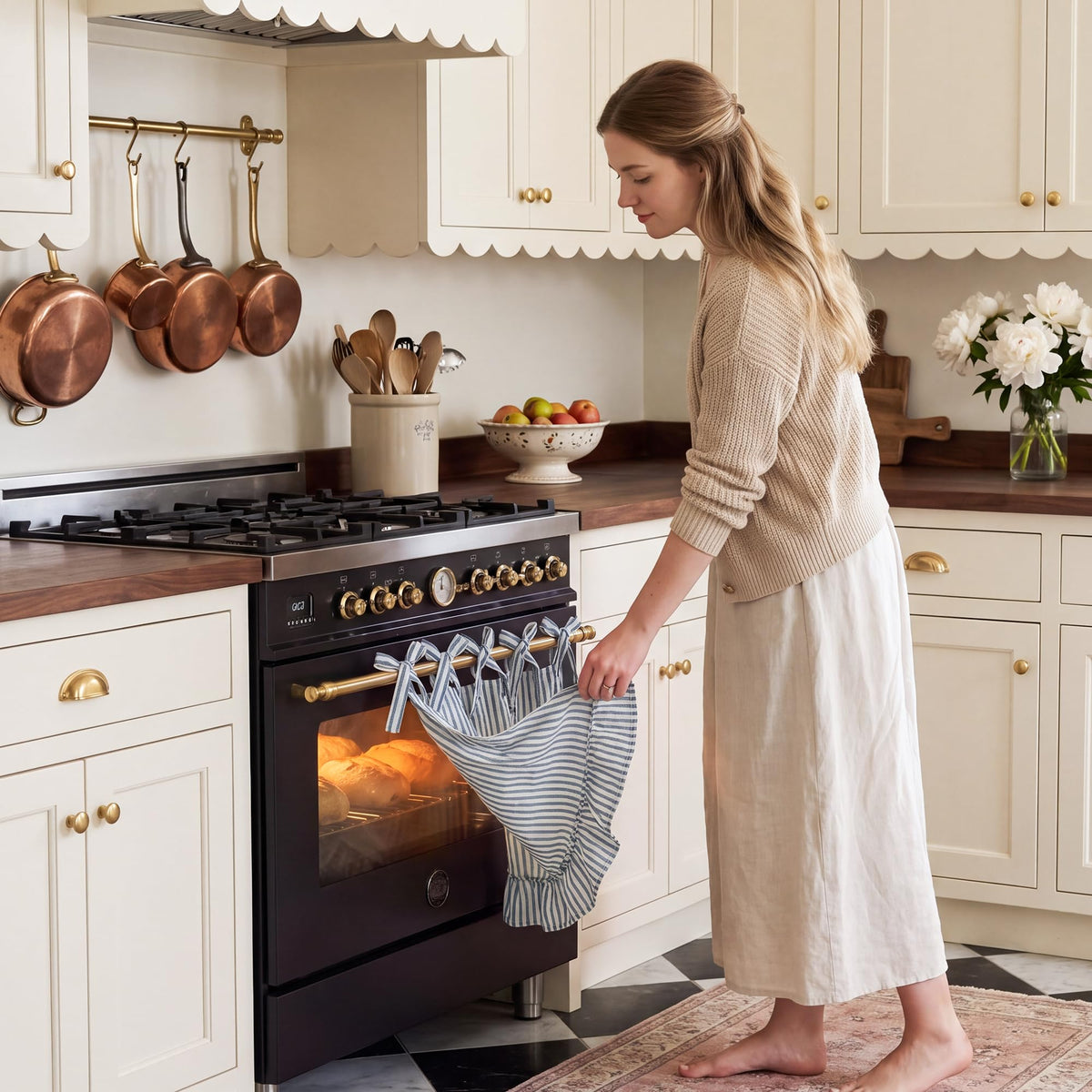 NICETOWN Oven Skirt Curtain for Kitchen Cabinet Decor 31 x 22 inches Long