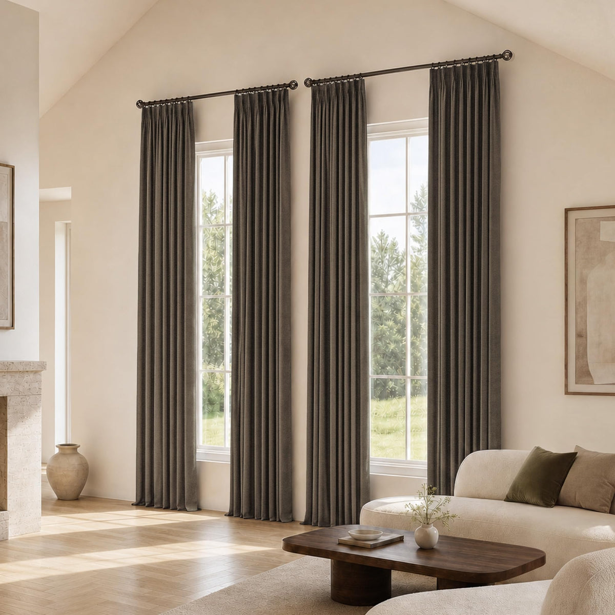 NICETOWN Ivory Pinch Pleated Curtains 108 Inches Long, 2 Panels, W40xL108