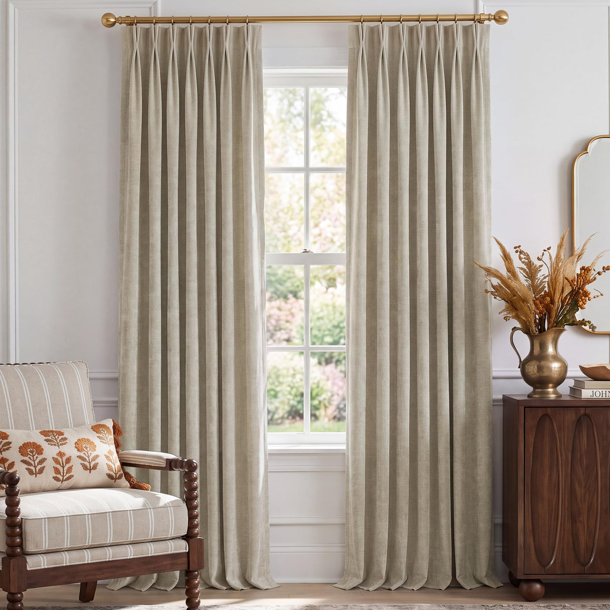 NICETOWN Pinch Pleated Blackout Curtains 84 Inch Long, Red Terracotta