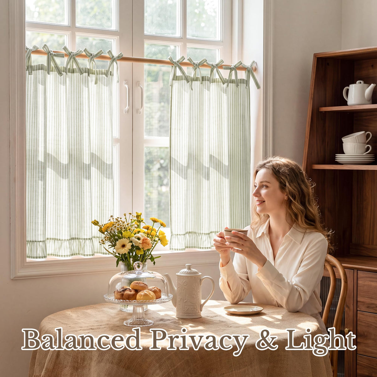 NICETOWN Oven Skirt Curtain for Kitchen Cabinet Decor 31 x 22 inches Long