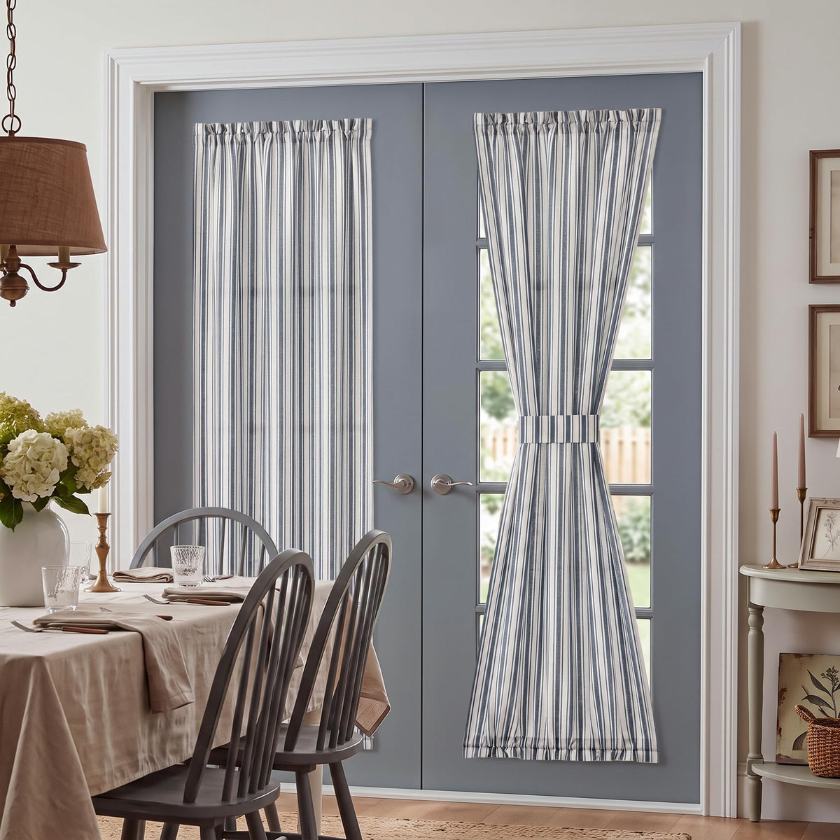 NICETOWN Linen Pin Stripe French Door Curtain Panel for Window Covering