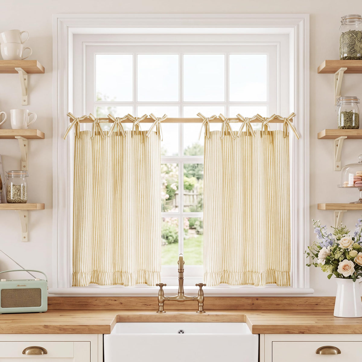NICETOWN Oven Skirt Curtain for Kitchen Cabinet Decor 31 x 22 inches Long