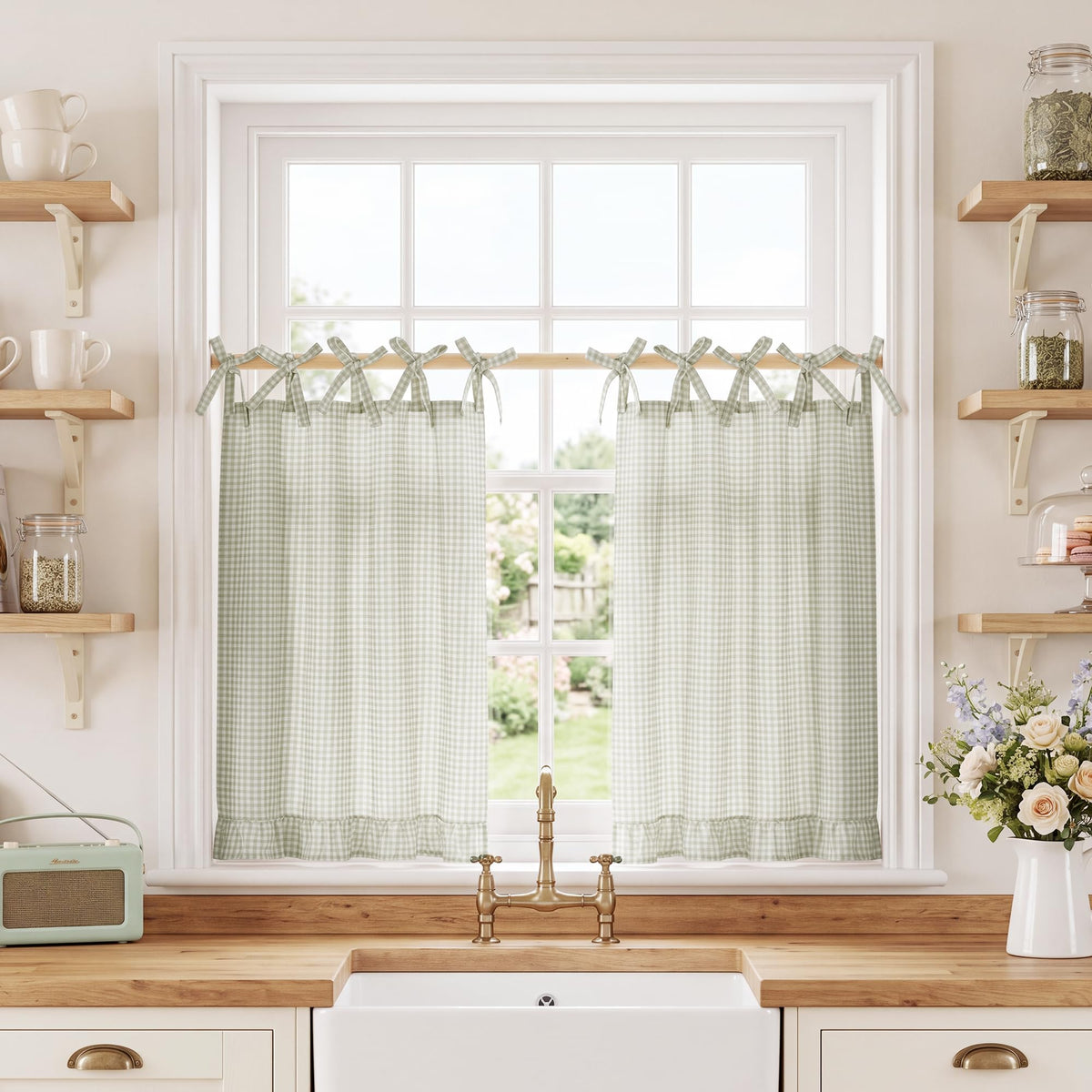 NICETOWN Oven Skirt Curtain for Kitchen Cabinet Decor 31 x 22 inches Long