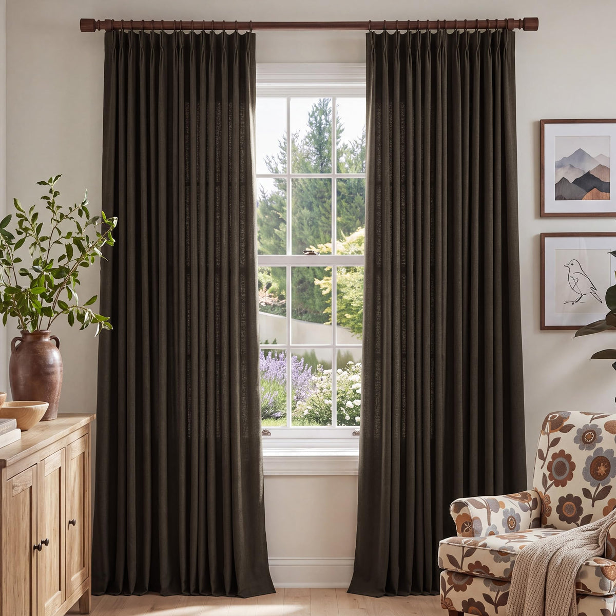 NICETOWN Ivory Pinch Pleated Curtains 108 Inches Long, 2 Panels, W40xL108