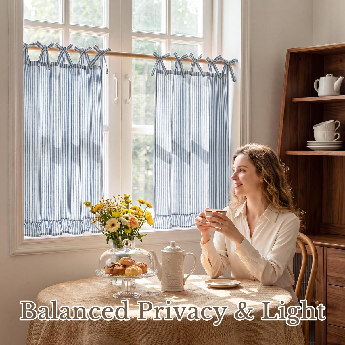 NICETOWN Oven Skirt Curtain for Kitchen Cabinet Decor 31 x 22 inches Long