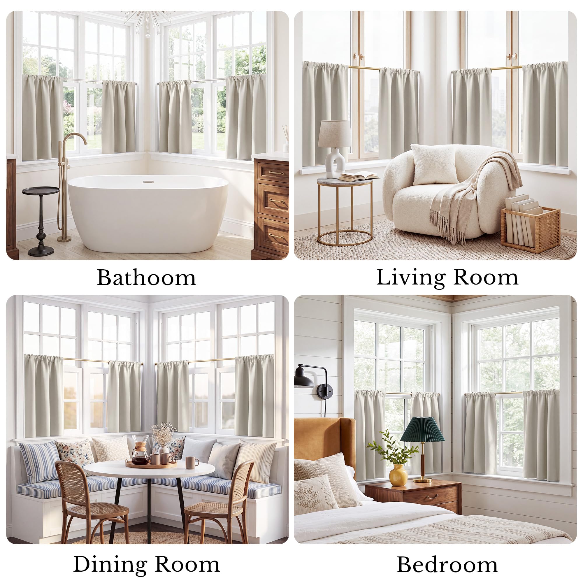Blackout Privacy Window Ready Made Curtains - 4 Panel