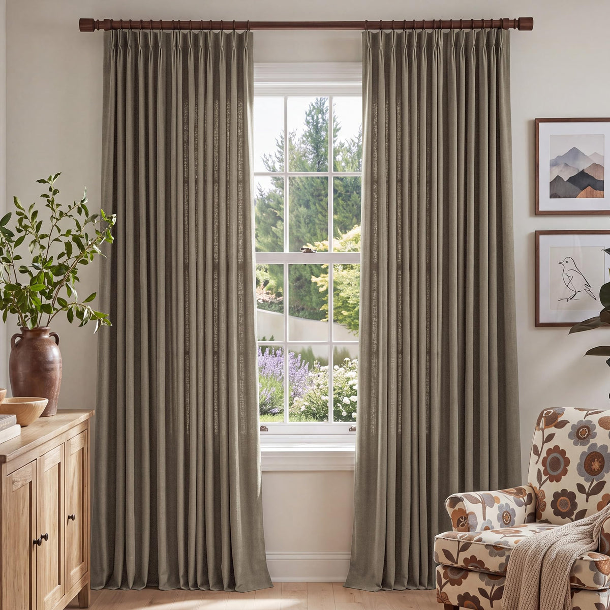 NICETOWN Ivory Pinch Pleated Curtains 108 Inches Long, 2 Panels, W40xL108