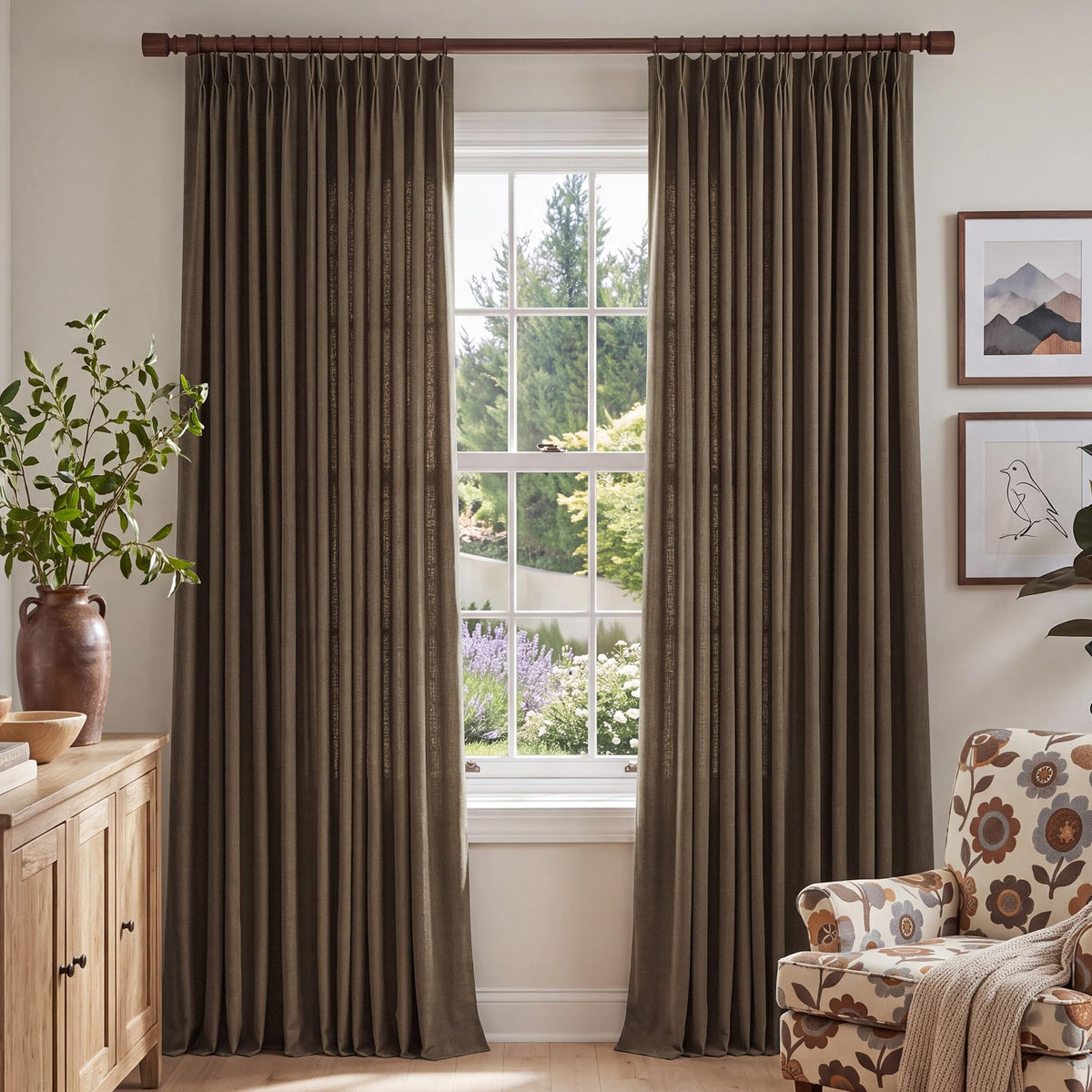 NICETOWN Ivory Pinch Pleated Curtains 108 Inches Long, 2 Panels, W40xL108