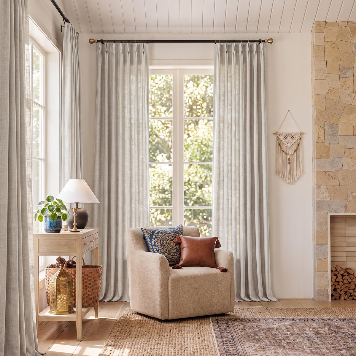 NICETOWN Ivory Pinch Pleated Curtains 108 Inches Long, 2 Panels, W40xL108