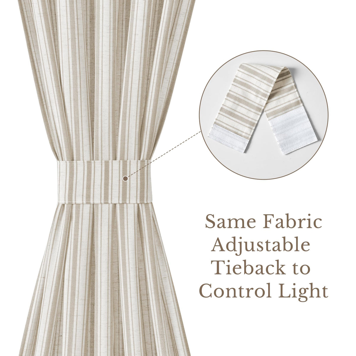 NICETOWN Linen Pin Stripe French Door Curtain Panel for Window Covering