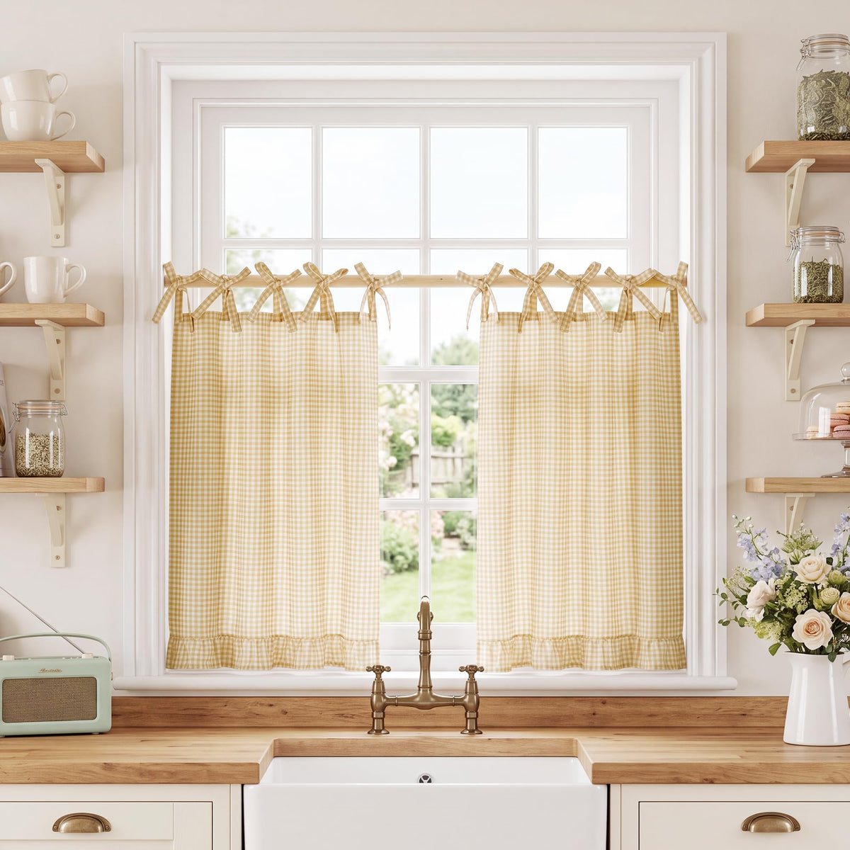 NICETOWN Oven Skirt Curtain for Kitchen Cabinet Decor 31 x 22 inches Long