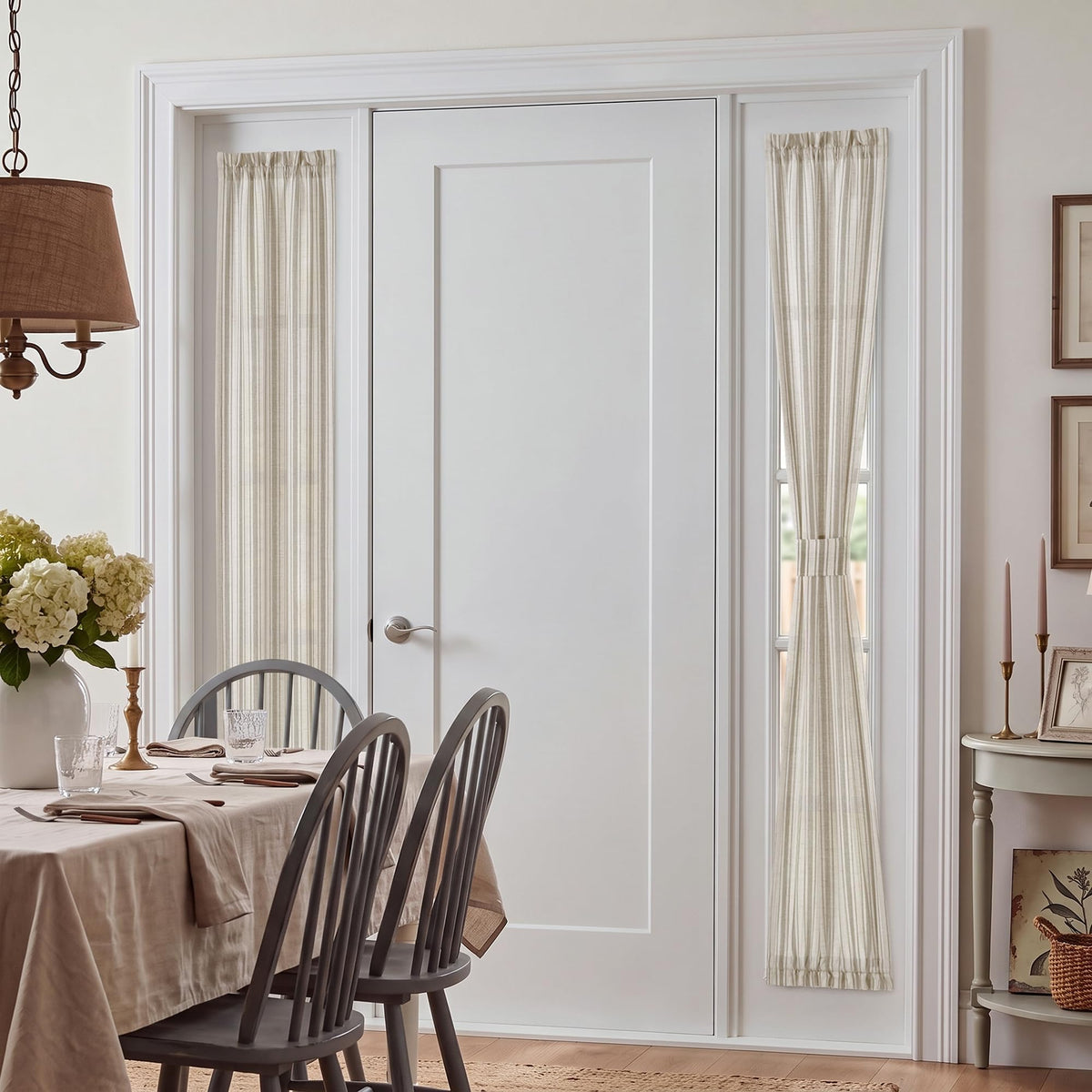 NICETOWN Linen Pin Stripe French Door Curtain Panel for Window Covering