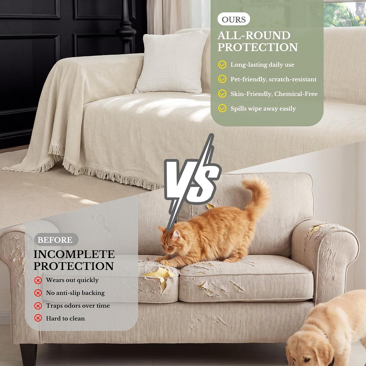 NICETOWN Two-Tone Chenille Loveseat Couch Covers, 71"x91", Charcoal Grey