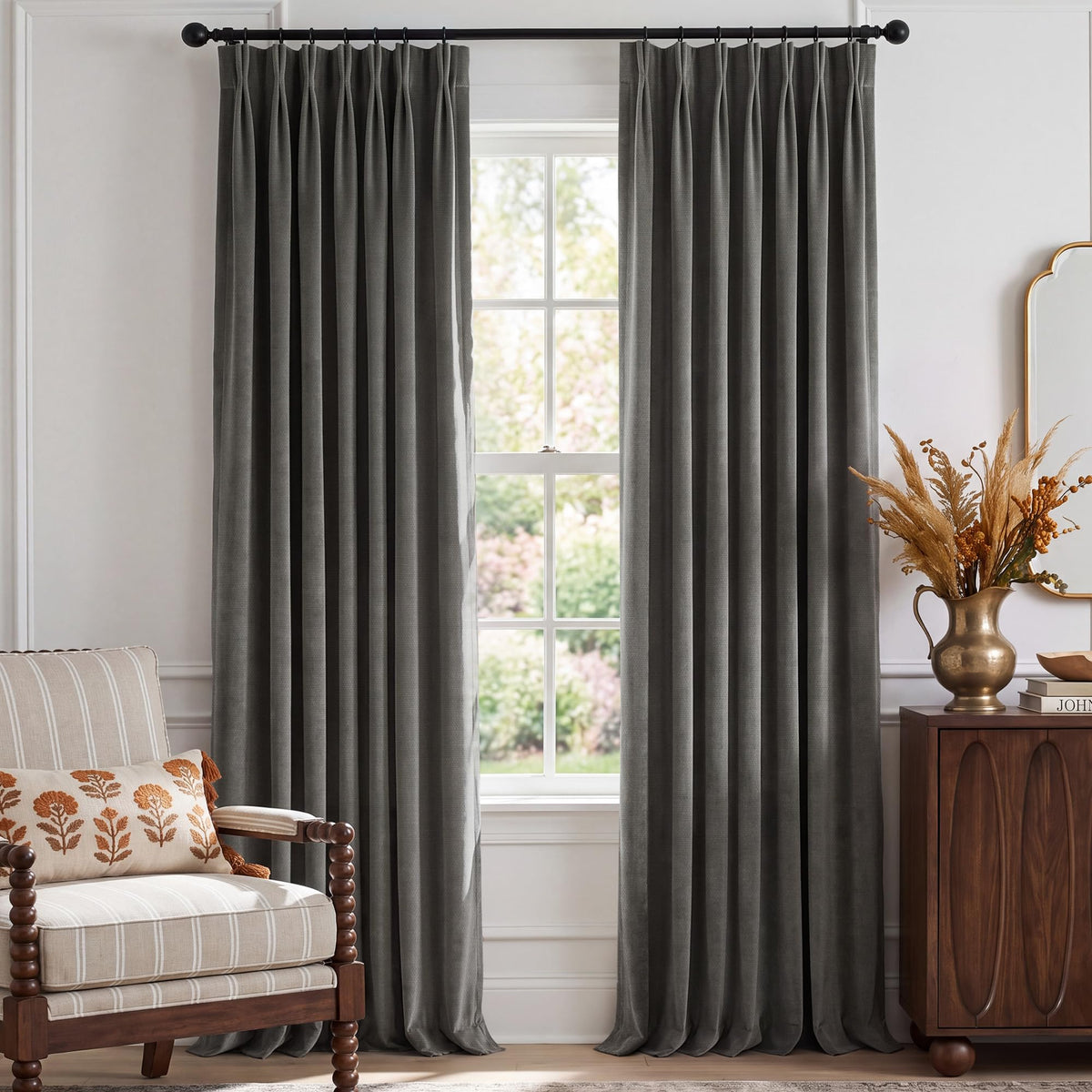 NICETOWN Pinch Pleated Blackout Curtains 84 Inch Long, Red Terracotta
