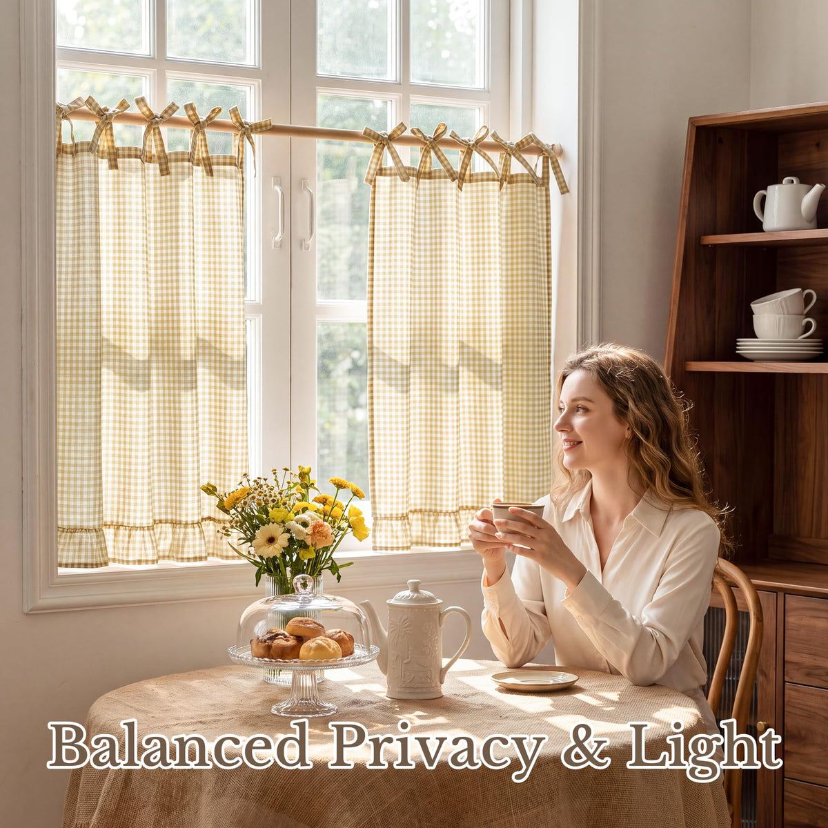 NICETOWN Oven Skirt Curtain for Kitchen Cabinet Decor 31 x 22 inches Long