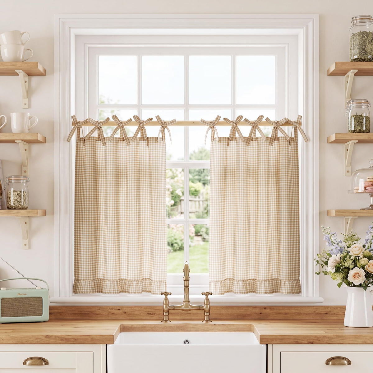 NICETOWN Oven Skirt Curtain for Kitchen Cabinet Decor 31 x 22 inches Long