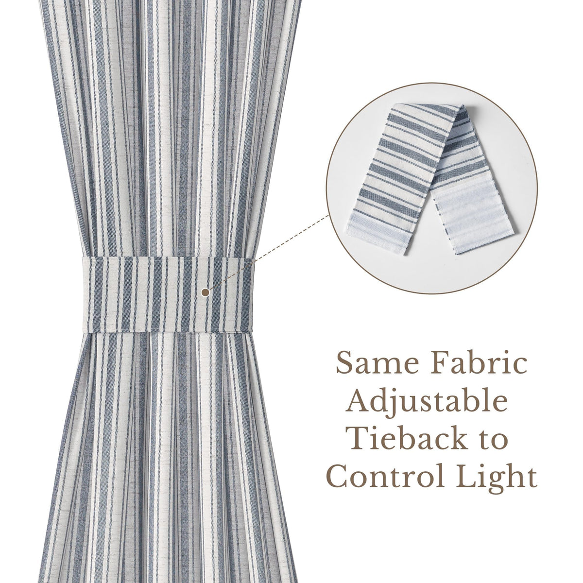 NICETOWN Linen Pin Stripe French Door Curtain Panel for Window Covering