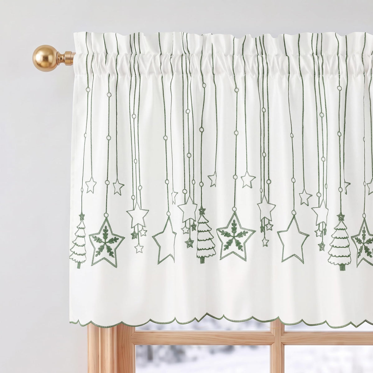 NICETOWN Santa Claus Christmas Rustic Valance for Windows, 52Wx24L, 1PC