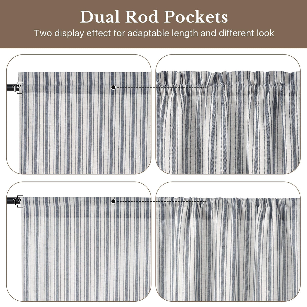 NICETOWN Linen Pin Stripe French Door Curtain Panel for Window Covering