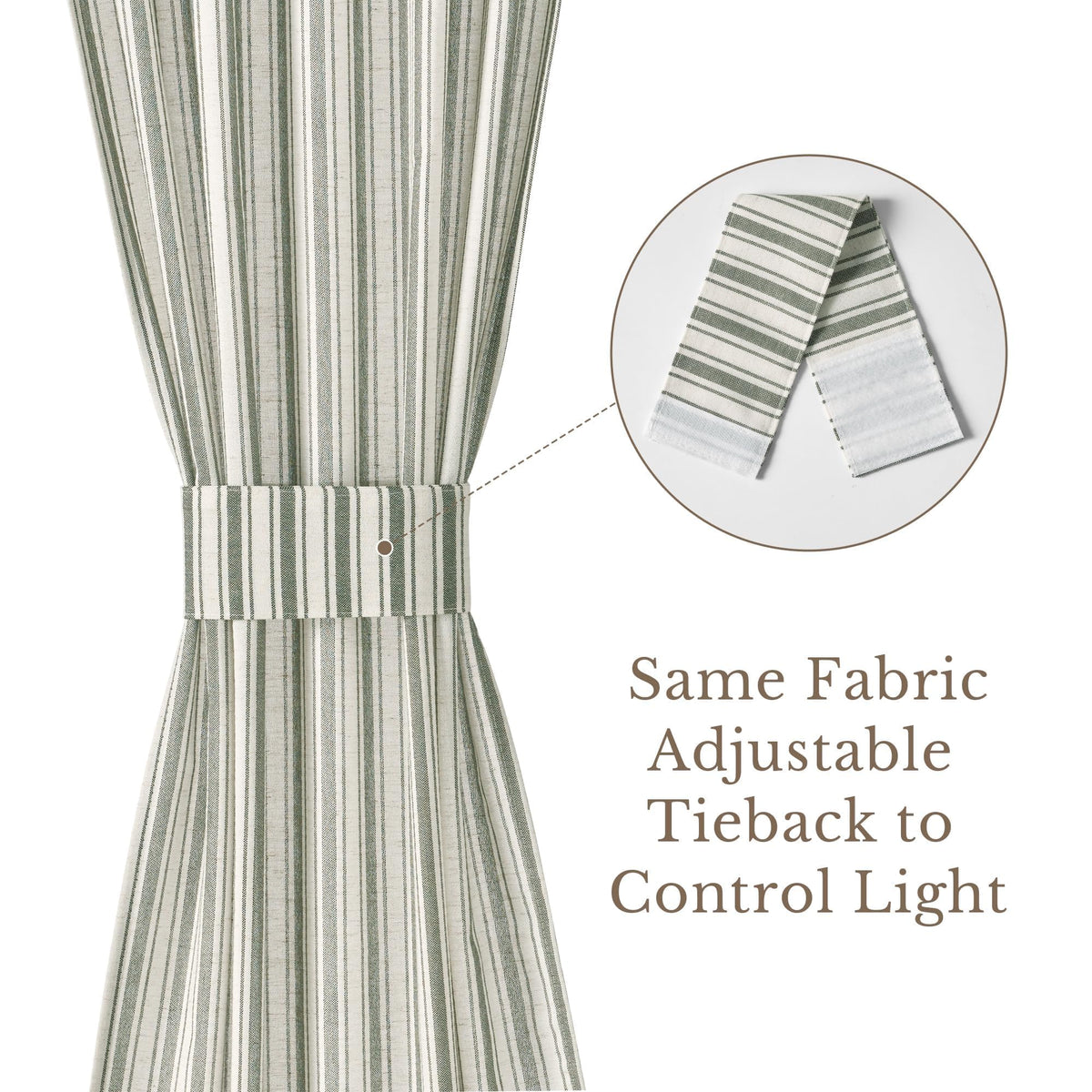 NICETOWN Linen Pin Stripe French Door Curtain Panel for Window Covering