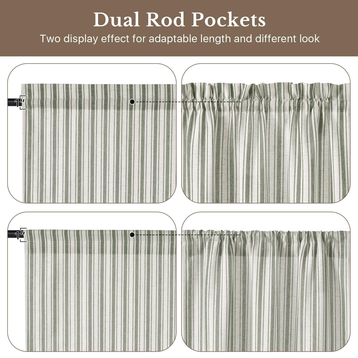 NICETOWN Linen Pin Stripe French Door Curtain Panel for Window Covering