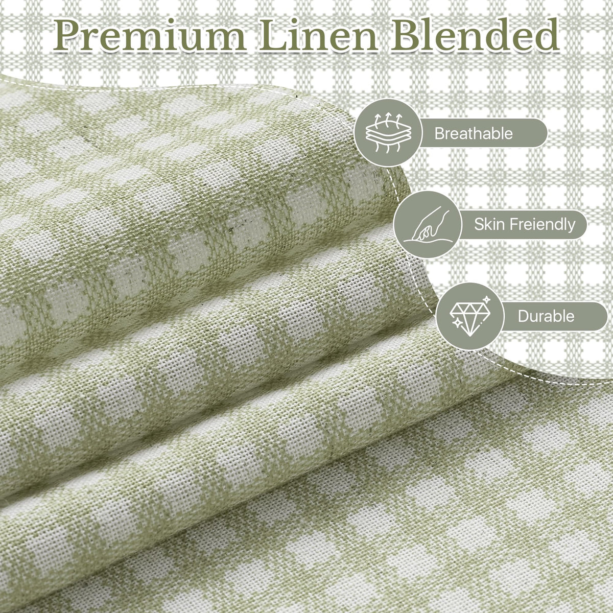 NICETOWN Creamy Yellow Buffalo Plaid Linen Rustic Curtains 84 Inches Long