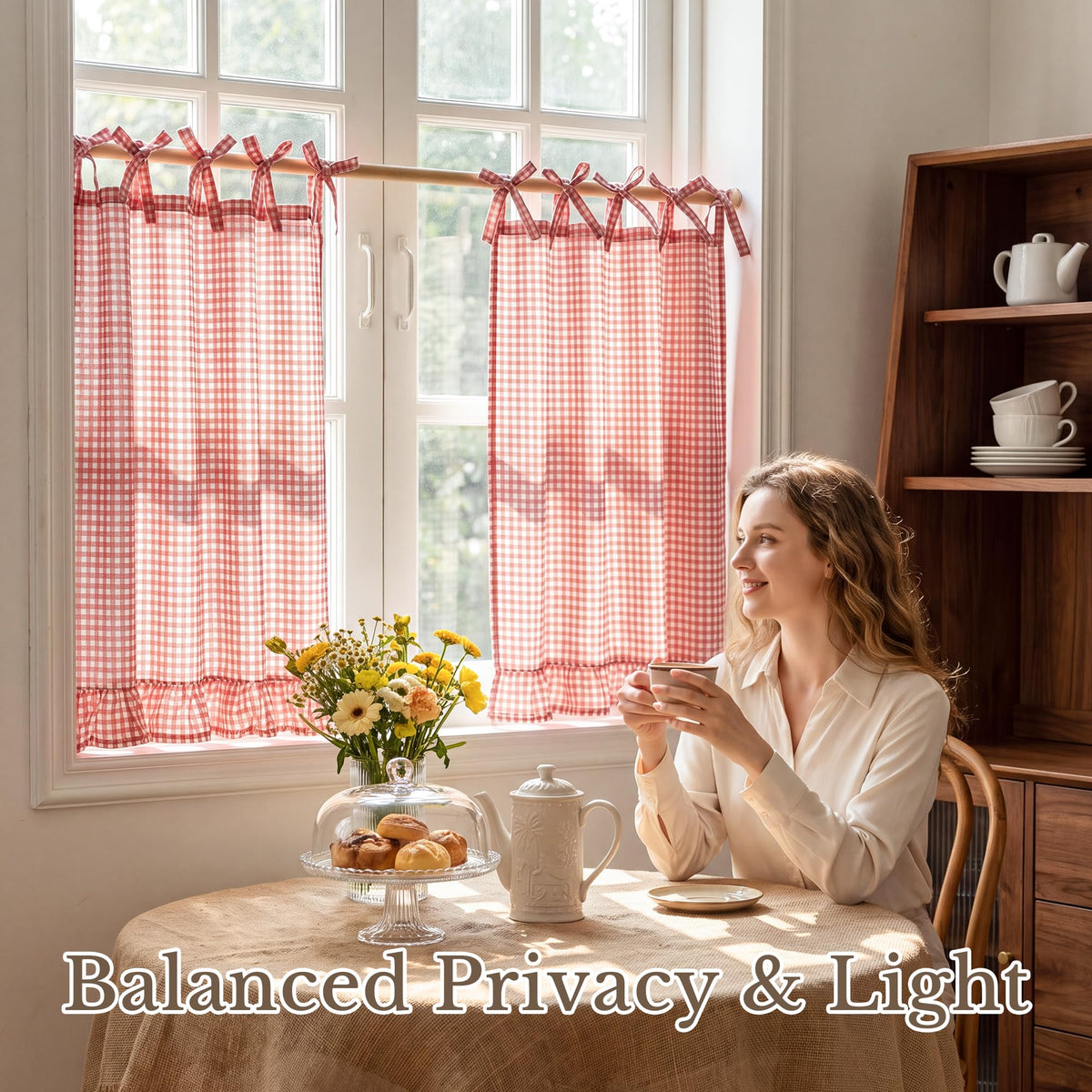 NICETOWN Oven Skirt Curtain for Kitchen Cabinet Decor 31 x 22 inches Long