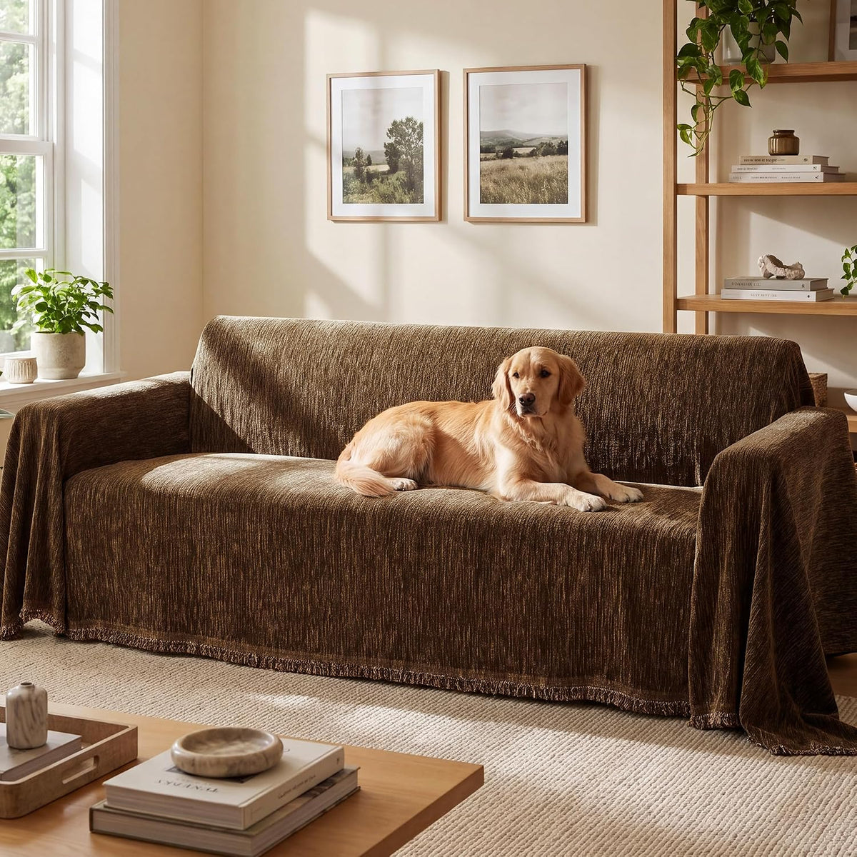 NICETOWN Two-Tone Chenille Loveseat Couch Covers, 71"x91", Charcoal Grey