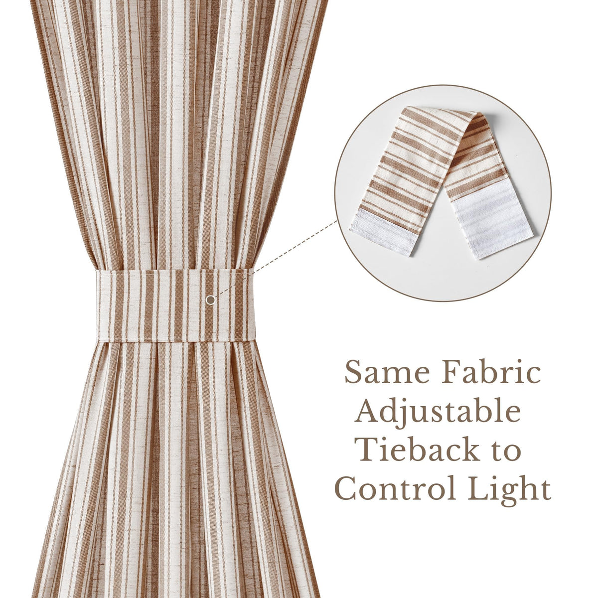 NICETOWN Linen Pin Stripe French Door Curtain Panel for Window Covering