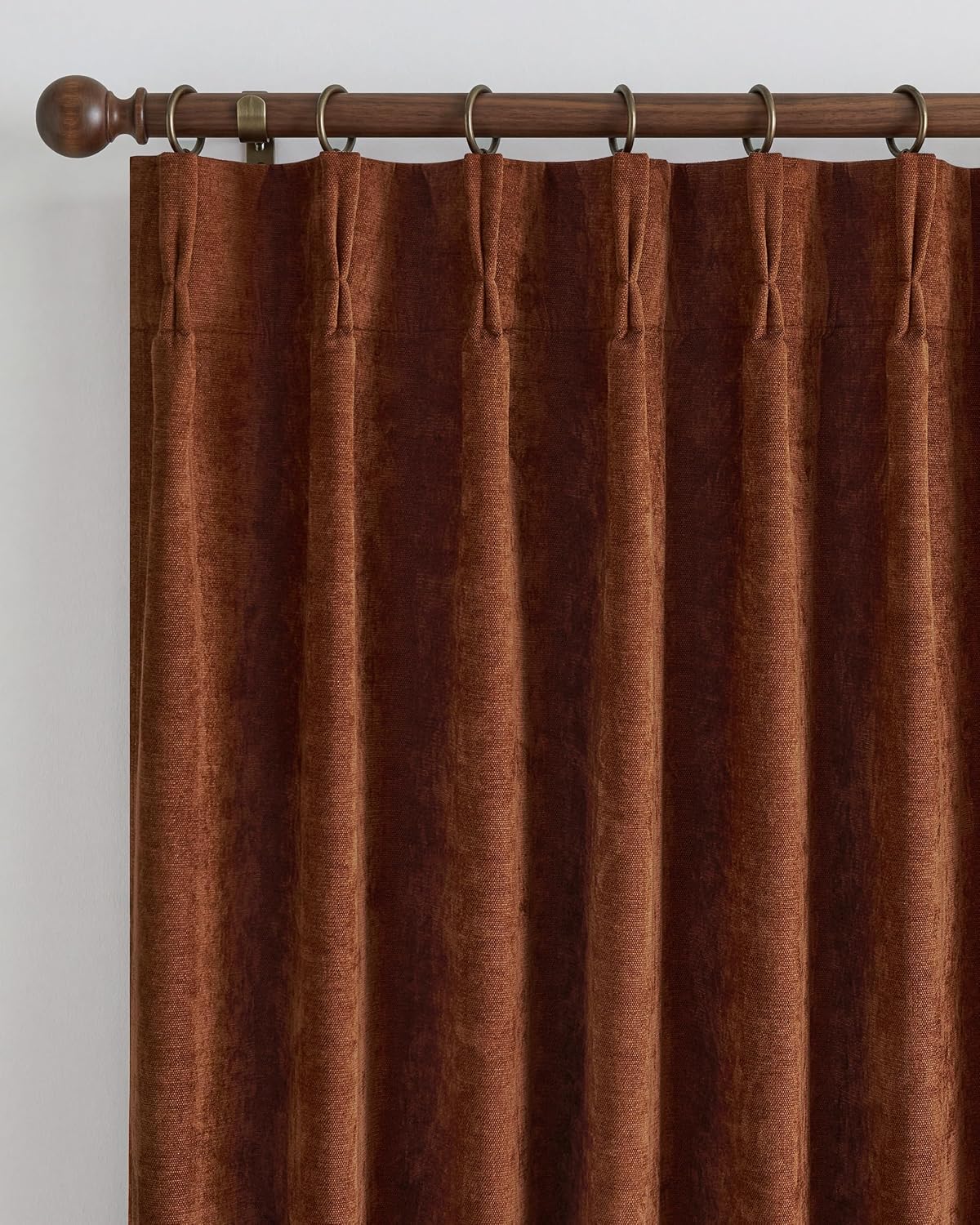 NICETOWN Pinch Pleated Blackout Curtains 84 Inch Long, Red Terracotta