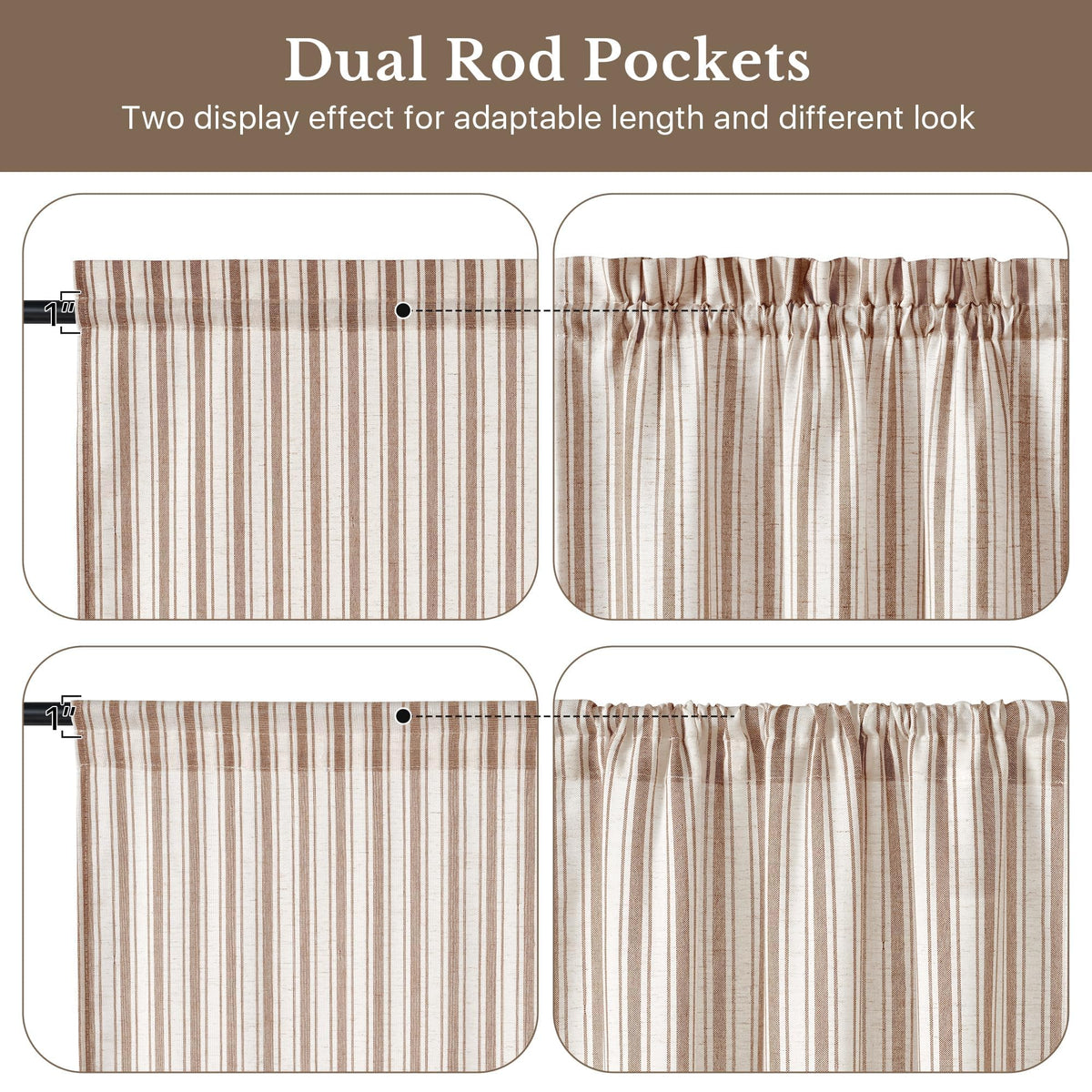 NICETOWN Linen Pin Stripe French Door Curtain Panel for Window Covering