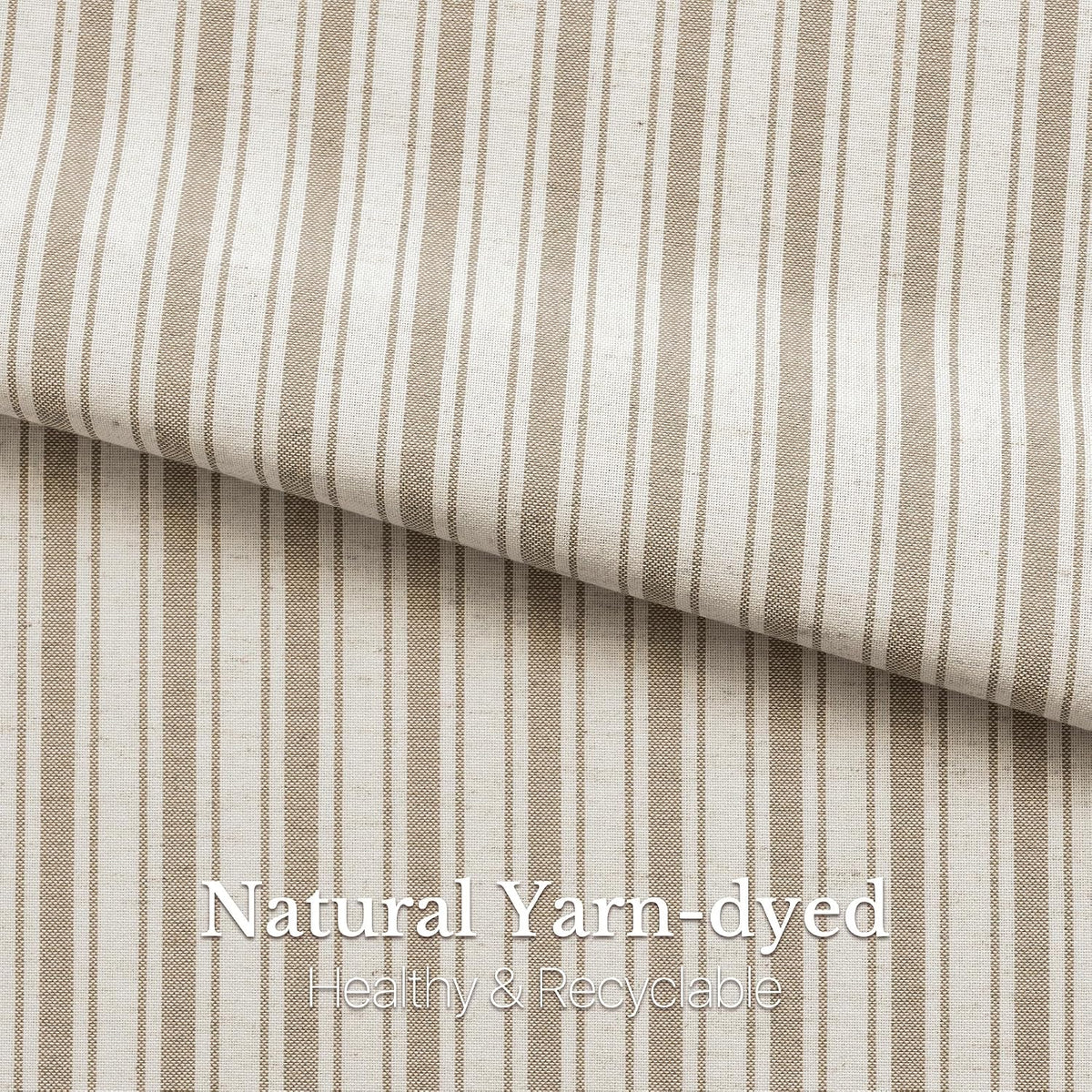NICETOWN Beige Linen Striped Cafe Curtains 24 inches Long for Window
