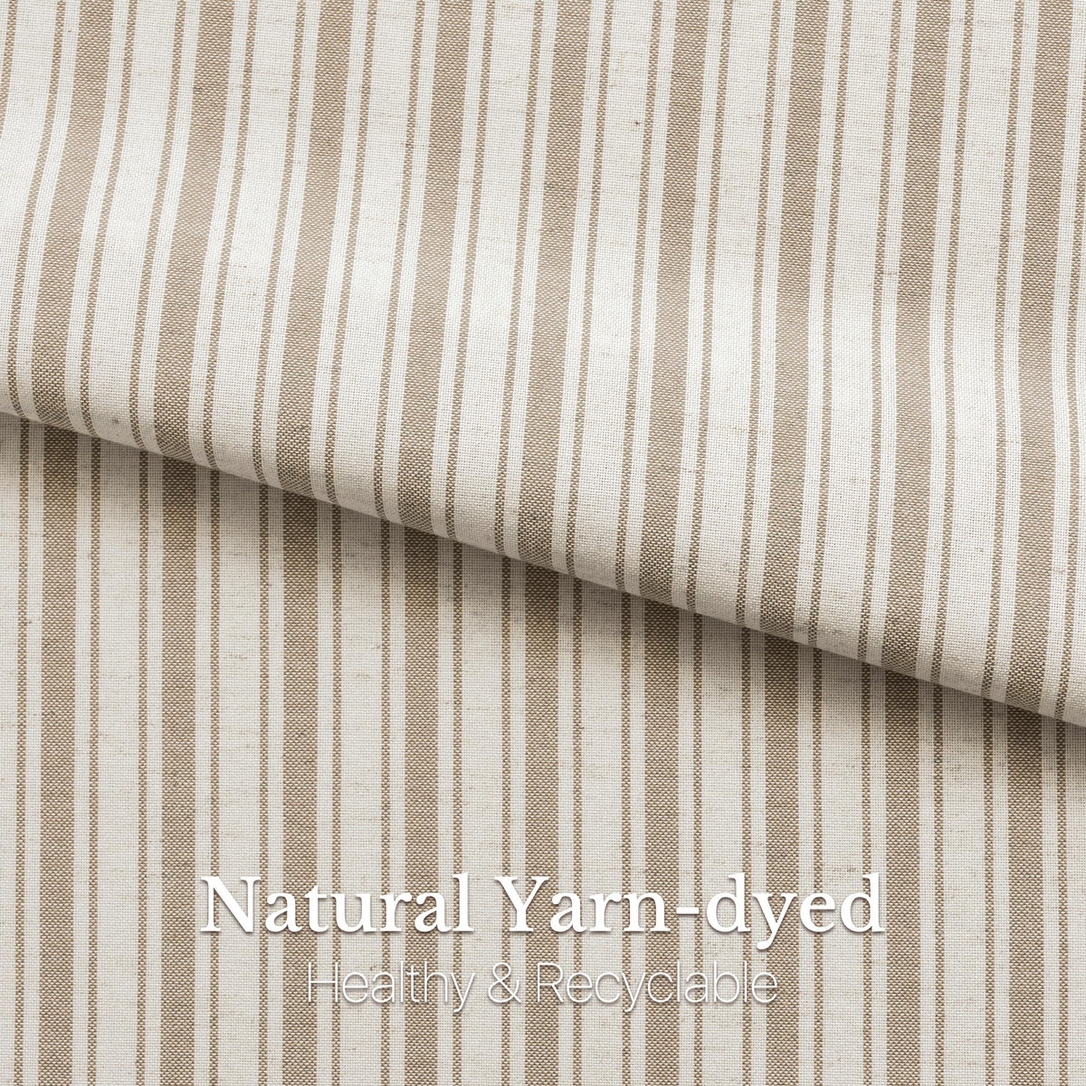 NICETOWN Beige Linen Striped Cafe Curtains 24 inches Long for Window