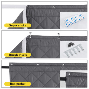 Blackout Temporary Insulated Waterproof Windproof Warm Curtains#color_grey