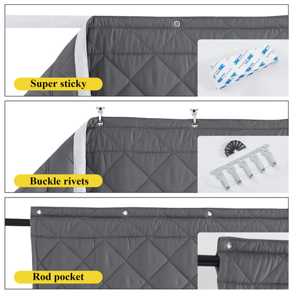Blackout Temporary Insulated Waterproof Windproof Warm Curtains#color_grey