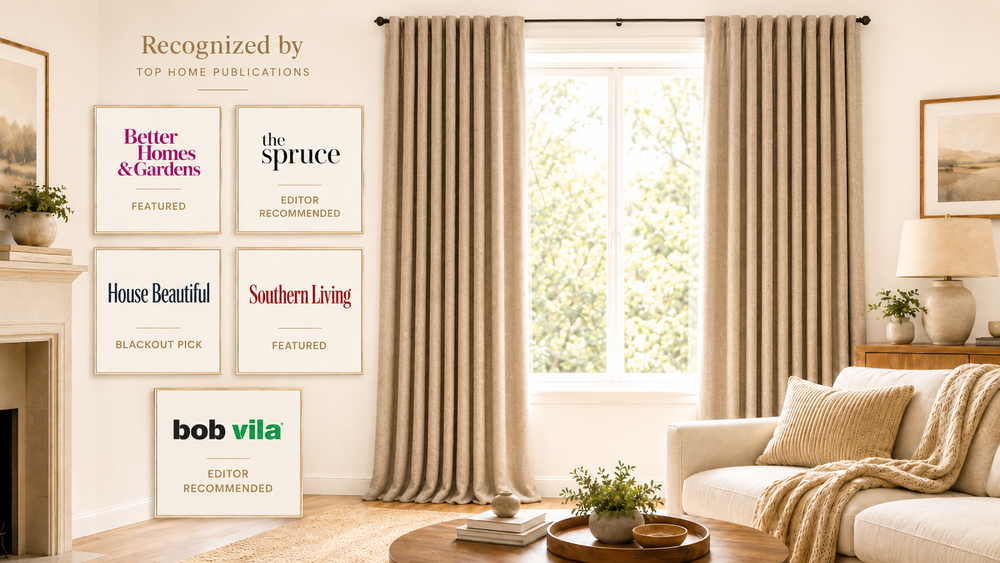 NICETOWN curtains in a warm, elegant living room