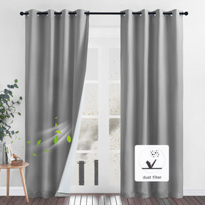 Four-Layer Dustproof Curtains#color_silver-grey