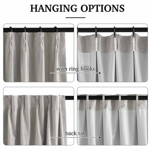 Faux Linen 100% Blackout Curtains#color_grey