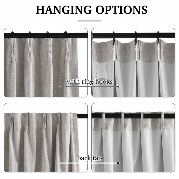 Faux Linen 100% Blackout Curtains#color_grey