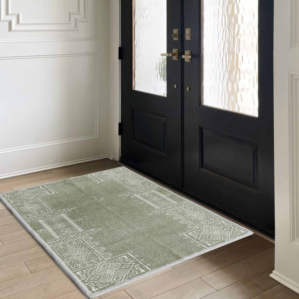 Faux Wool Rug - The Dream of Mobius#color_sage-green
