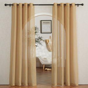 Faux Linen Sheer Curtains#color_desert-yellow