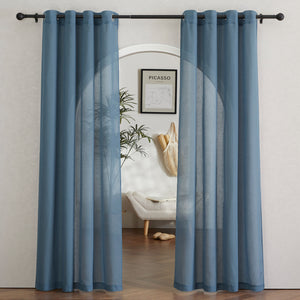 Faux Linen Sheer Curtains#color_stone-blue