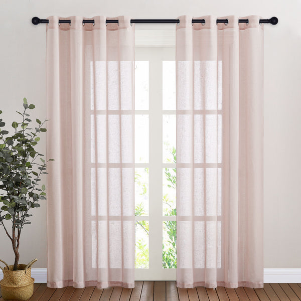 Faux Linen Sheer Curtains#color_dusty-blush