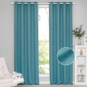 Soft Cotton Linen Curtains#color_blue