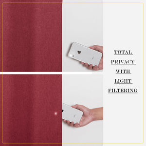 Soft Cotton Linen Curtains#color_red