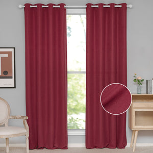 Soft Cotton Linen Curtains#color_red