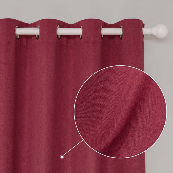 Soft Cotton Linen Curtains#color_red