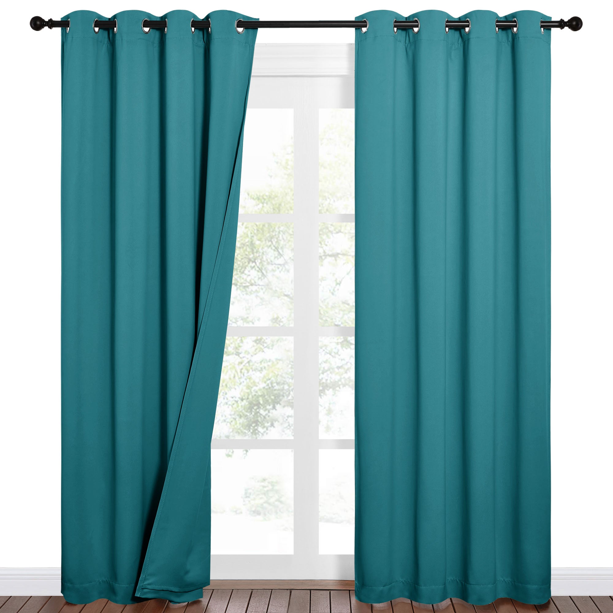 NICETOWN Blackout Curtains With Noise Reducing Liner - 100% Darkening Thermal Insulated Drapes, 52x84, Beige