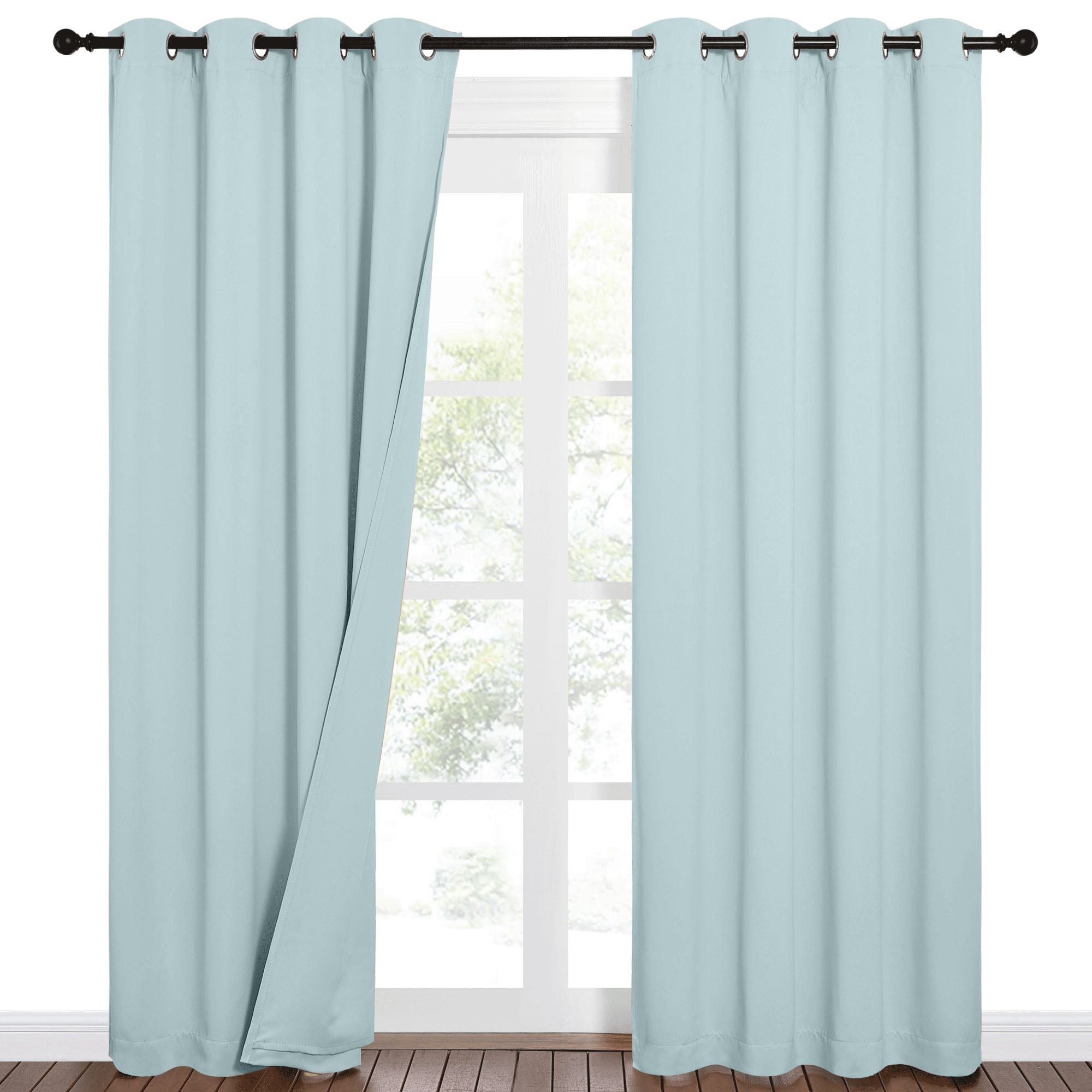 NICETOWN Sky Blue Blackout Curtains - Thermal Insulated Room Darkening Draperies For Living Room Bedroom | 2 Panels 52x84 Inches